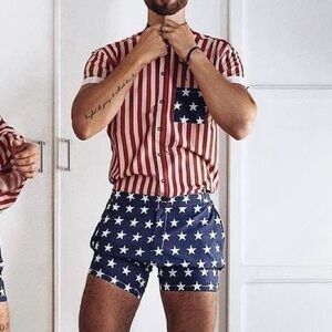 Brand NEW Patriot US Flag Romper men’s size S